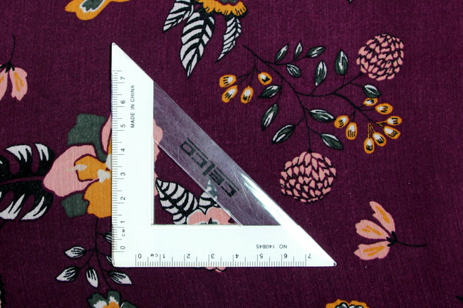 Mustard & Pink Floral on Burgundy Chiffon