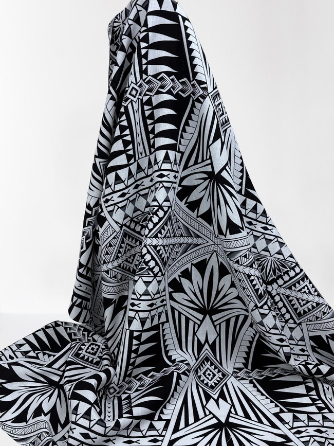 Black, Grey & White Pacific Island Cotton Dobby