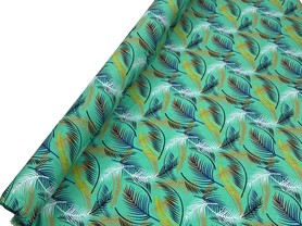 * SPECIAL * Fronds of Blue, Orange & Black on Jade Rayon
