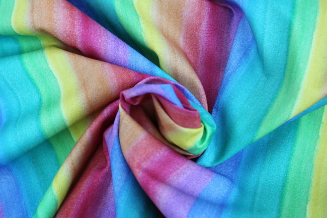 Rainbow Stripes Kiwiana Printed Cotton