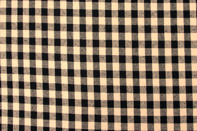 Beige & Black Gingham Slub Cotton