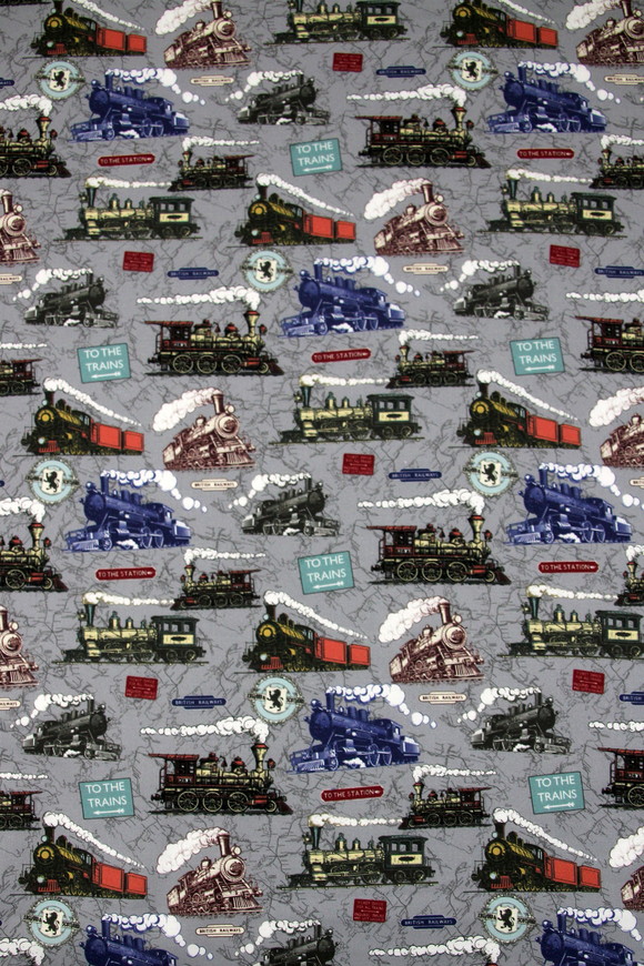 All Aboard To The Trains Premium Printed Cotton