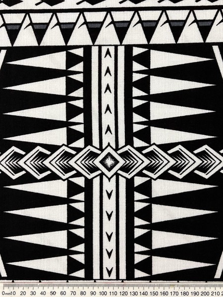 Black, Grey & White Pacific Island Cotton Dobby