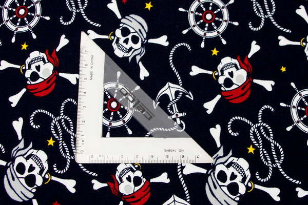 Pirates on Navy Printed Stretch Drill
