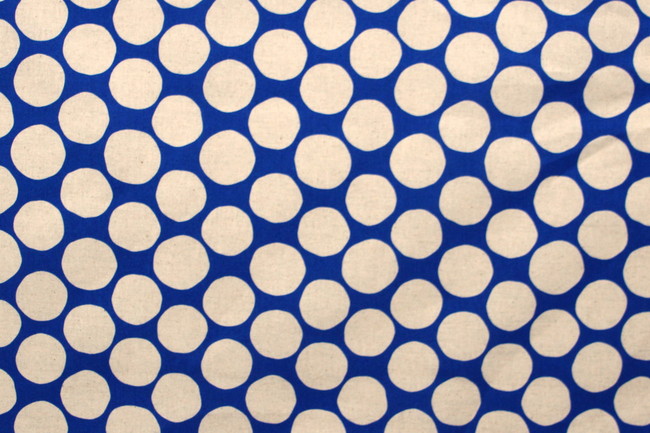 Large Neutral Spots on Royal Blue Linen/Cotton Blend