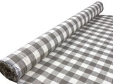Taupe & Ivory 100% Checked Linen