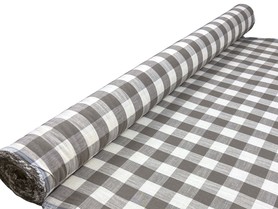 Taupe & Ivory 100% Checked Linen