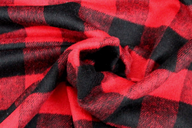 Black & Red Canterbury Brushed Check Wool Blend