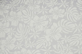 Island Flowers & Palms White on White Sturdy Stretch Knit