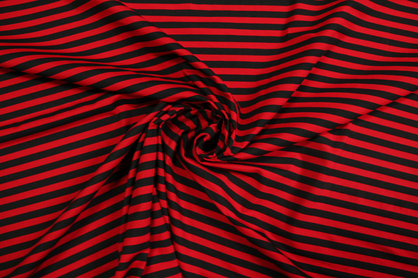 Red & Black Printed Striped Cotton Lycra