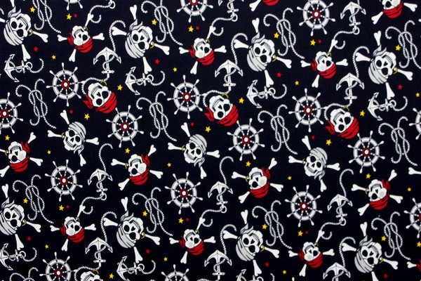 Pirates on Navy Printed Stretch Drill