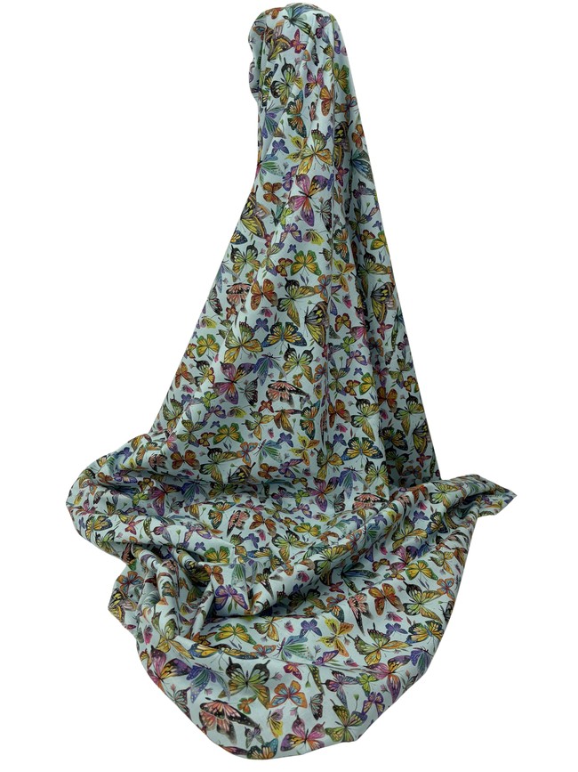 Luminous Butterflies on China Blue Premium Cotton