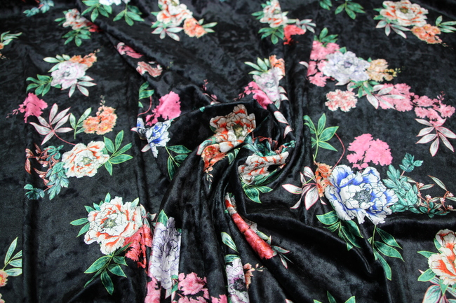 Stunning Floral Printed Stretch Velvet