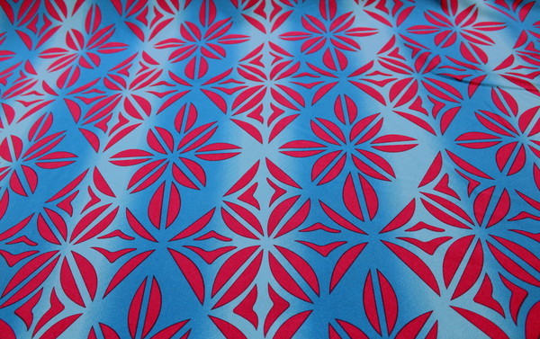 Island Style Printed Polyester - Blue & Pink