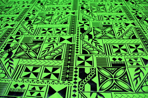 Lime & Black Foiled Tribal Design Stretch Knit