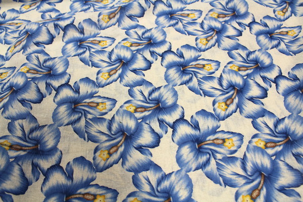 Hibiscus Open Weave Linen Cotton Blend - Blue Tones