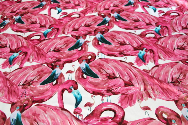 Digitally Printed Funky Flamingo Stretch Sateen