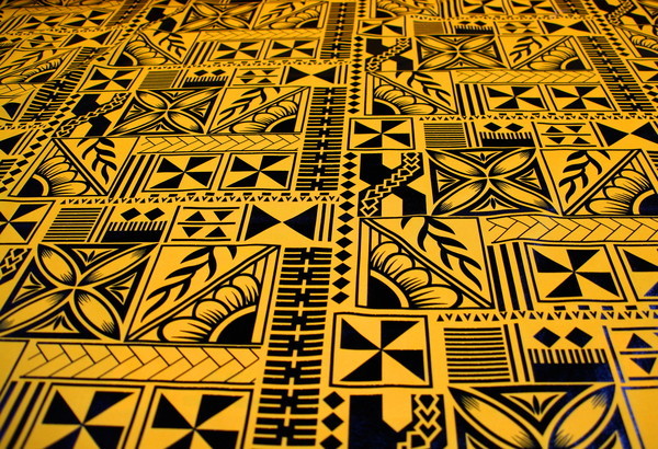 Gold & Black Foiled Tribal Design Stretch Knit