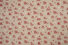* REDUCED * Red Dogs on Beige Printed Cotton