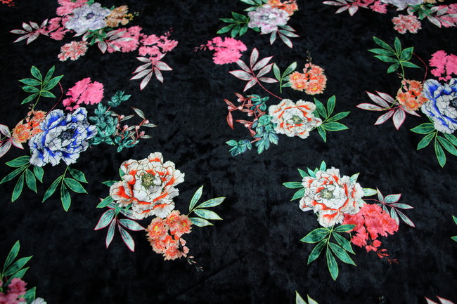 Stunning Floral Printed Stretch Velvet