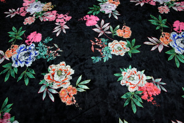 Stunning Floral Printed Stretch Velvet