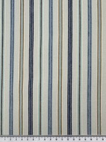 Blues & Fawn Striped "Ticking" Style 100% Cotton