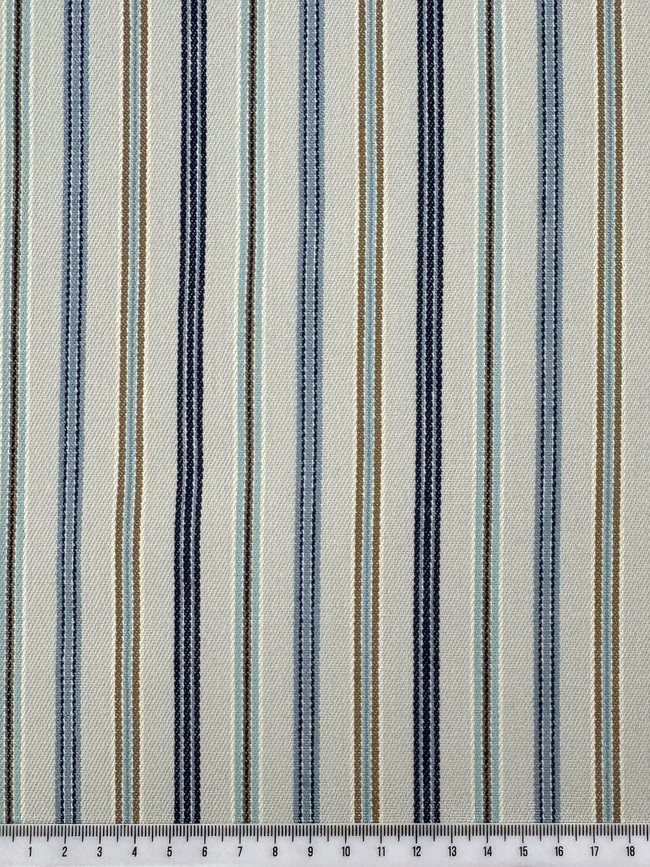 Blues & Fawn Striped "Ticking" Style 100% Cotton