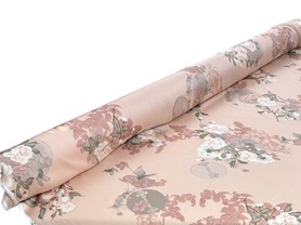 Hedgerow Blossoms on Pale Musk Pink Printed Stretch Satin