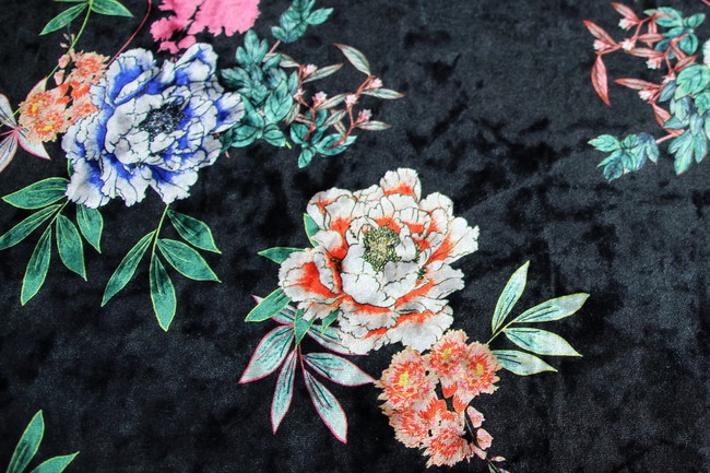 Stunning Floral Printed Stretch Velvet