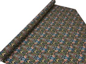 Turtle Doves and Flowers Foiled Printed Cotton