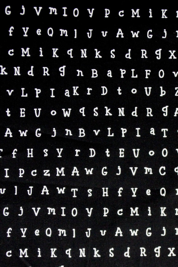 Random Alphabet on Black Printed Cotton