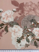 Hedgerow Blossoms on Pale Musk Pink Printed Stretch Satin