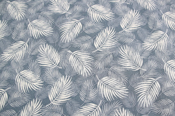 Soft Blue Palm Leaves Printed Cotton