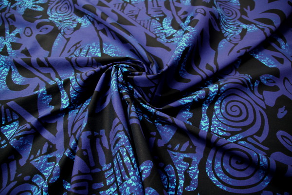 Deep Purple/Blue on Navy Pasifika Bengaline