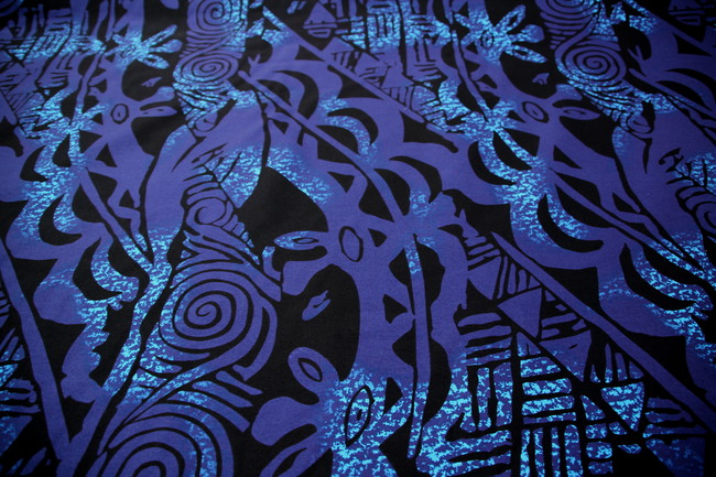 Deep Purple/Blue on Navy Pasifika Bengaline