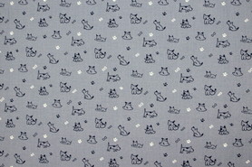 * REDUCED * Navy Dogs on Chambray Printed Cotton