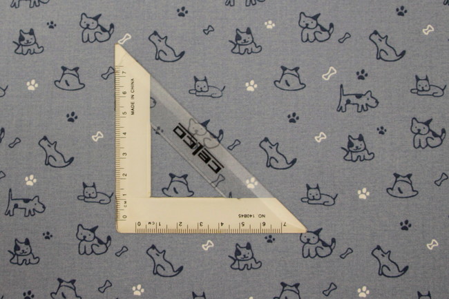 Navy Dogs on Chambray Printed Cotton