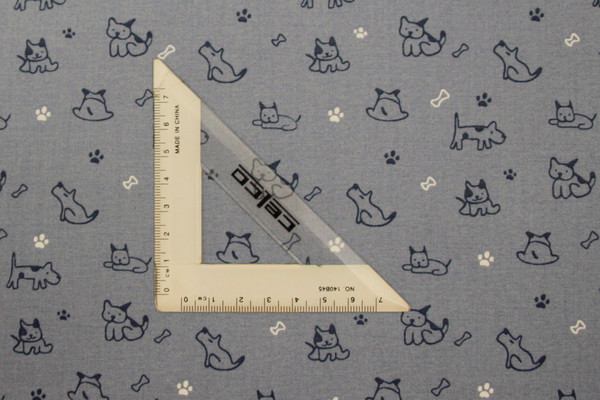 Navy Dogs on Chambray Printed Cotton