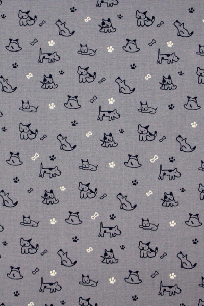 Navy Dogs on Chambray Printed Cotton