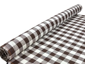 Chocolate Brown & Soft White 100% Checked Linen