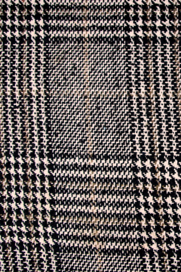 Black, Cream & Brown Houndstooth Check Wool Blend 