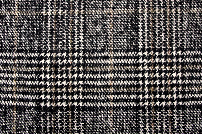 Black, Cream & Brown Houndstooth Check Wool Blend 