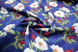 Camellias on Navy Water-proofed & UV Coated Canvas