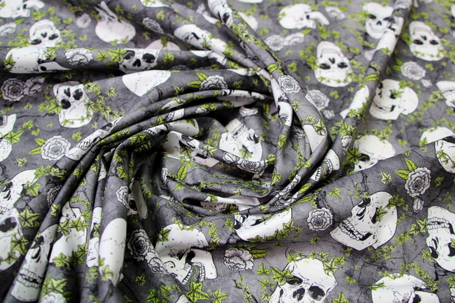 Grey Skull-Duggery Premium Printed Cotton