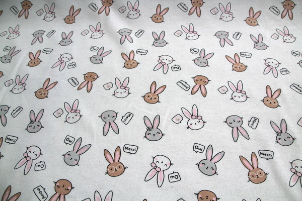 "Oui" Love Bunnies Printe Flannelette