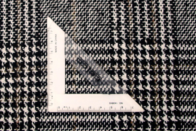 Black, Cream & Brown Houndstooth Check Wool Blend 