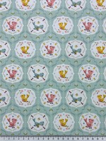 Birds on Mint Printed Cotton