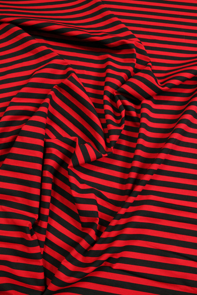 Red & Black Printed Striped Cotton Lycra