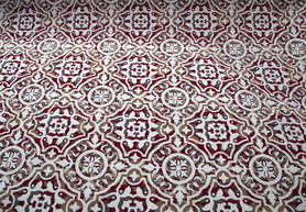 Wine & Taupe Tiles Motif Waterproofed & UV Canvas