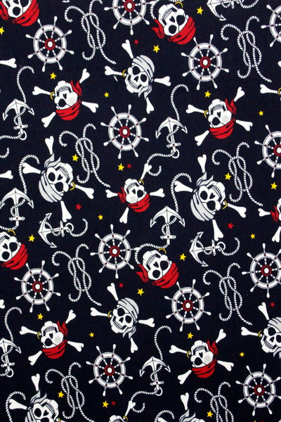 Pirates on Navy Printed Stretch Drill